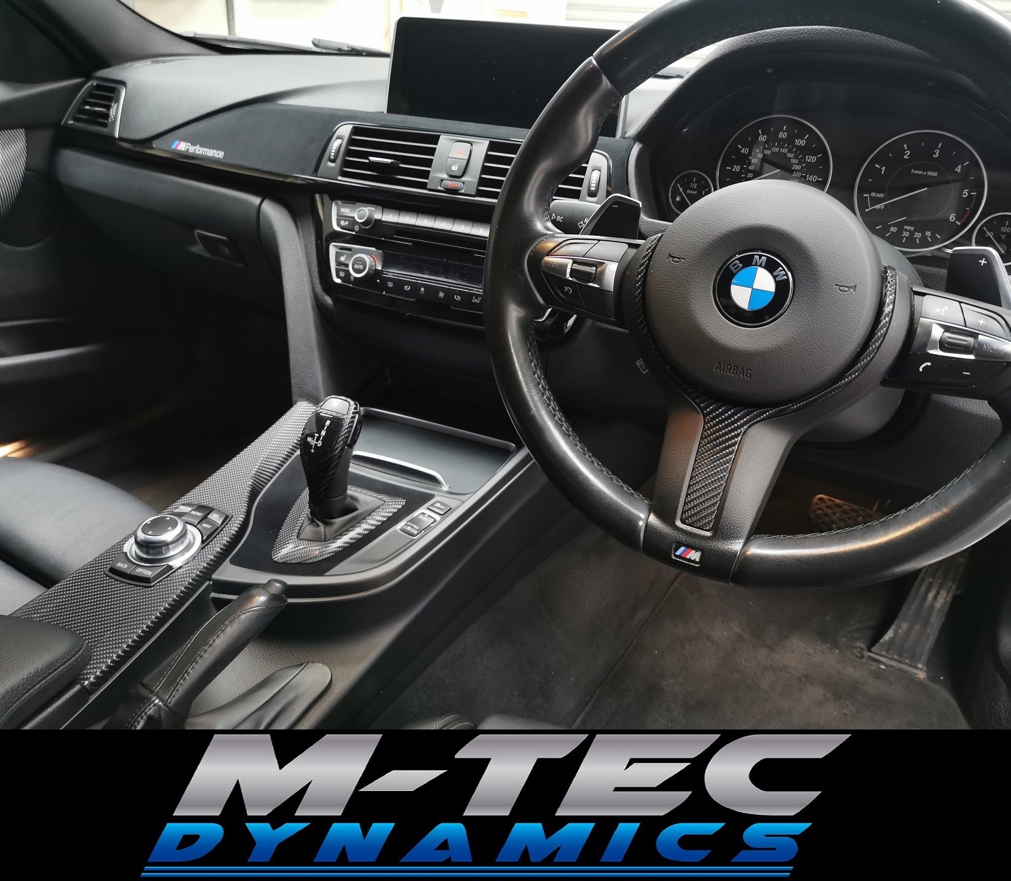 WRAPPING SERVICE - BMW F3X F8X CUSTOM INTERIOR TRIM SET - ALCANTARA / GLOSS BLACK / 4D CARBON