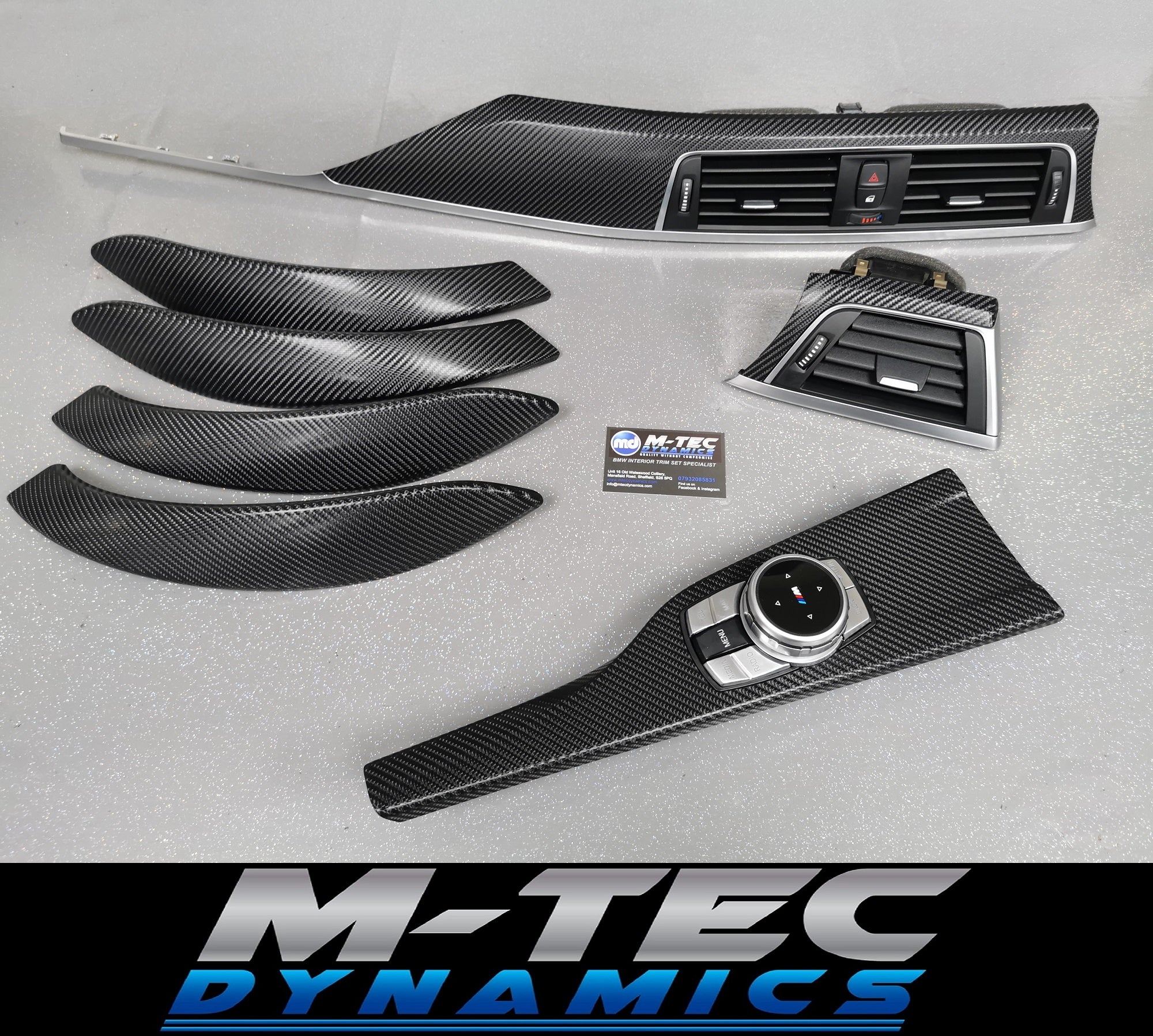 BMW F30 F31 F36 F80 LCI INTERIOR TRIM SET - 4D CARBON / SILVER ACCENT