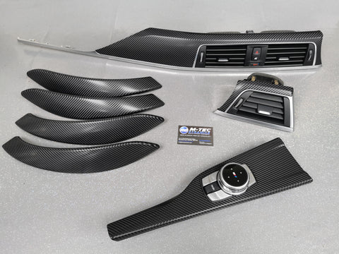 BMW F30 F31 F36 F80 LCI INTERIOR TRIM SET - 4D CARBON / SILVER ACCENT