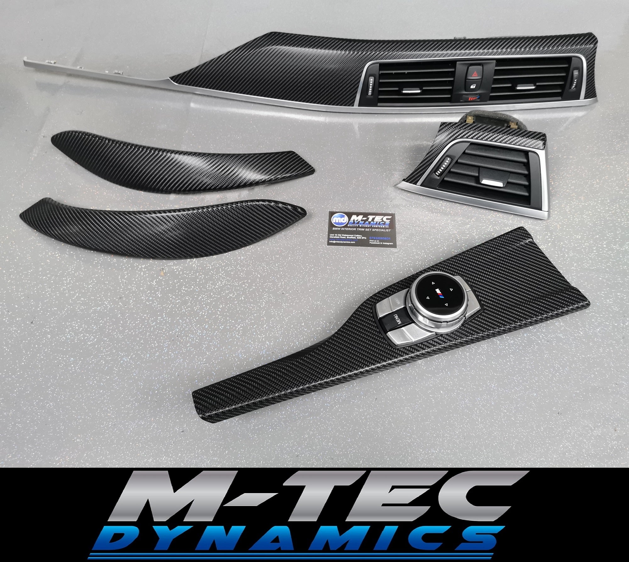 BMW F32 COUPE F82 M4 LCI INTERIOR TRIM SET - 4D CARBON / SILVER ACCENT
