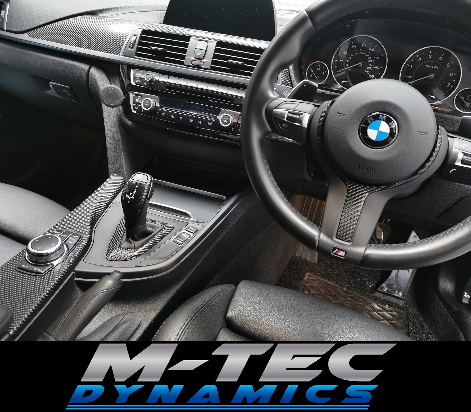 WRAPPING SERVICE - BMW F3X INTERIOR TRIM SET - 4D CARBON / SILVER ACCENT - F30 F31 F34 F32 F36