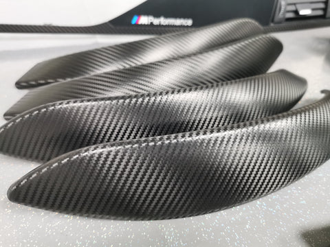 WRAPPING SERVICE - BMW F3X INTERIOR TRIM SET - PERFORMANCE STYLE / DEEP TEXTURED GLOSSY CARBON (MTD-TEX) F30 F31 F32 F33 F36