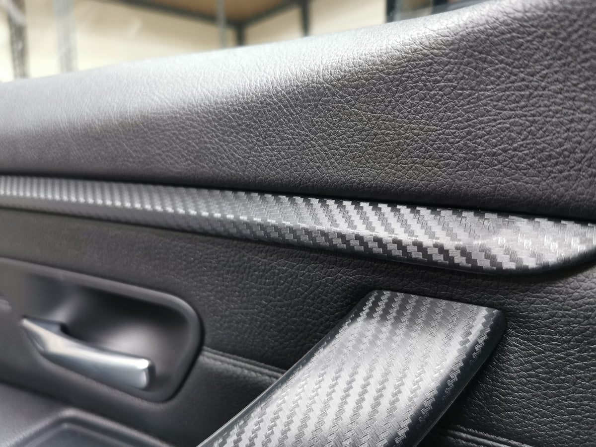 BMW F36 GRAN COUPE INTERIOR DOOR ACCENT TRIM WRAPPING SERVICE - CARBON FINISH ONLY