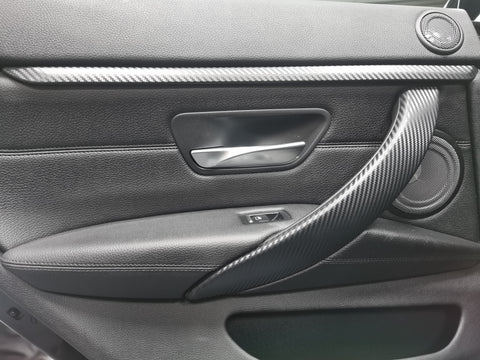 BMW F36 GRAN COUPE INTERIOR DOOR ACCENT TRIM WRAPPING SERVICE - CARBON FINISH ONLY