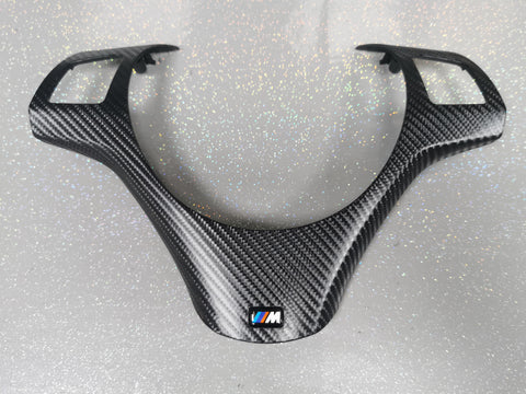 BMW E9X BLACK 4D CARBON M-SPORT STEERING TRIM (E90, E91, E92, E93)