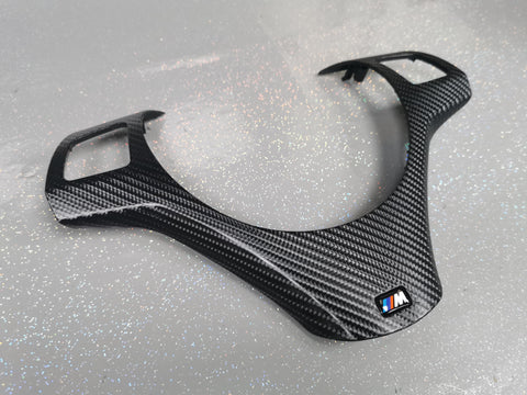 BMW E9X BLACK 4D CARBON M-SPORT STEERING TRIM (E90, E91, E92, E93)