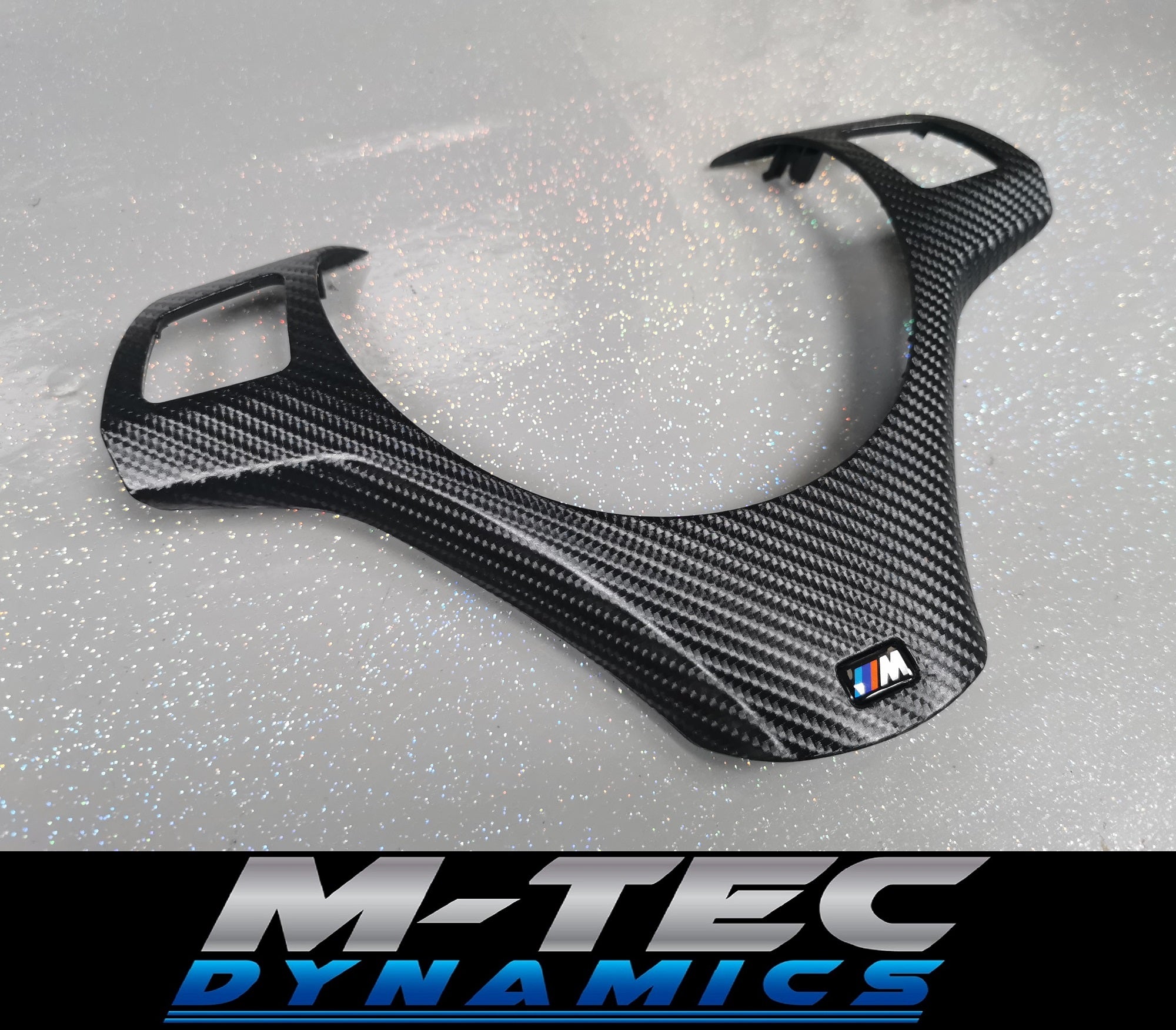 BMW E9X BLACK 4D CARBON M-SPORT STEERING TRIM (E90, E91, E92, E93)