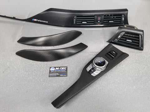 BMW F33 F83 4-SERIES CONVERTIBLE INTERIOR TRIM SET - DEEP TEXTURED GLOSSY CARBON / GLOSS BLACK ACCENT (MTD-TEX)