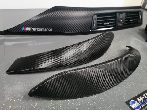BMW F33 F83 4-SERIES CONVERTIBLE INTERIOR TRIM SET - DEEP TEXTURED GLOSSY CARBON / GLOSS BLACK ACCENT (MTD-TEX)