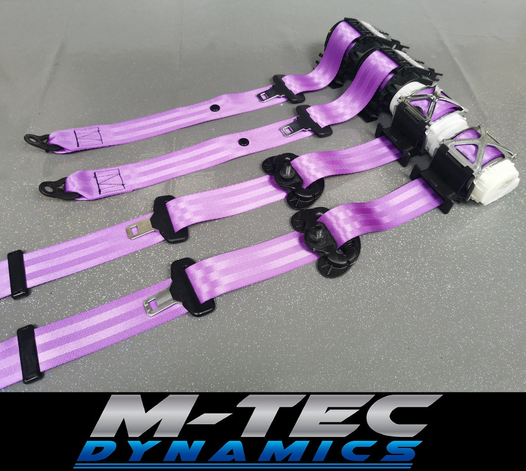 BMW 4-SERIES F32 / F82 M4 COUPE PURPLE VIOLET FRONT & REAR SEAT BELT SET