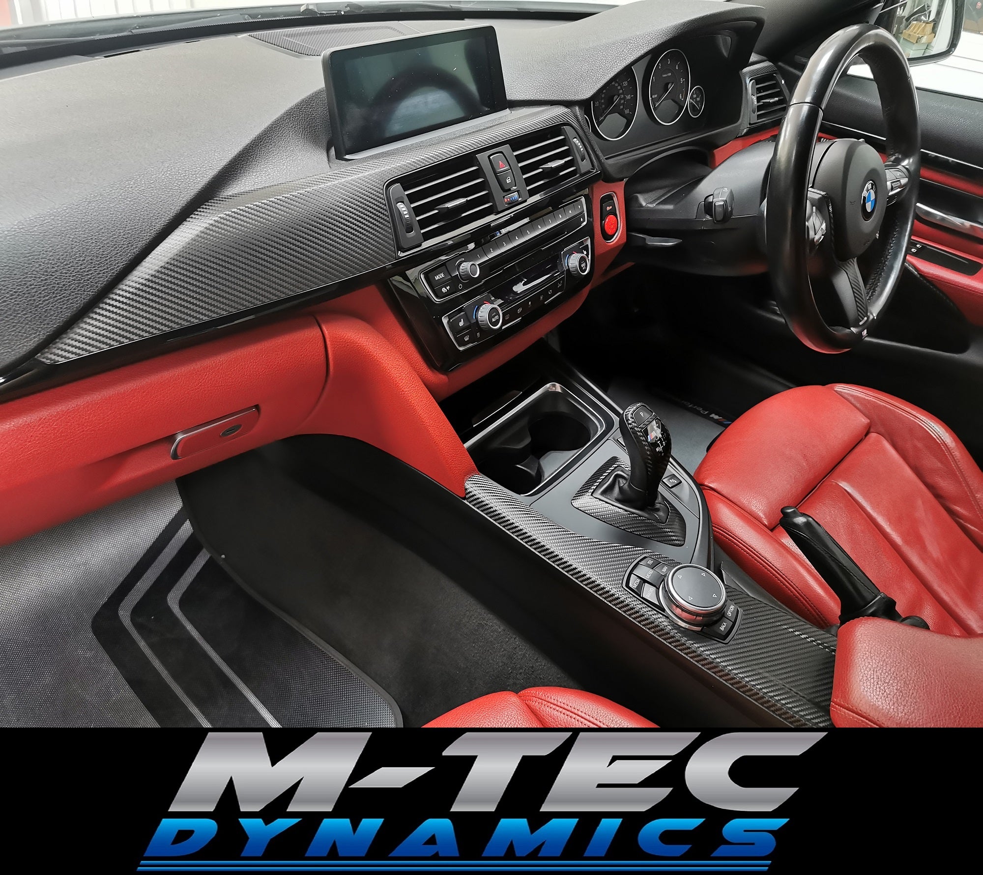 BMW F30 F31 F32 INTERIOR TRIM SET & SEAT BELT PACKAGE (COMPETITION) - DEEP TEXTURED GLOSSY CARBON (MTD-TEX)