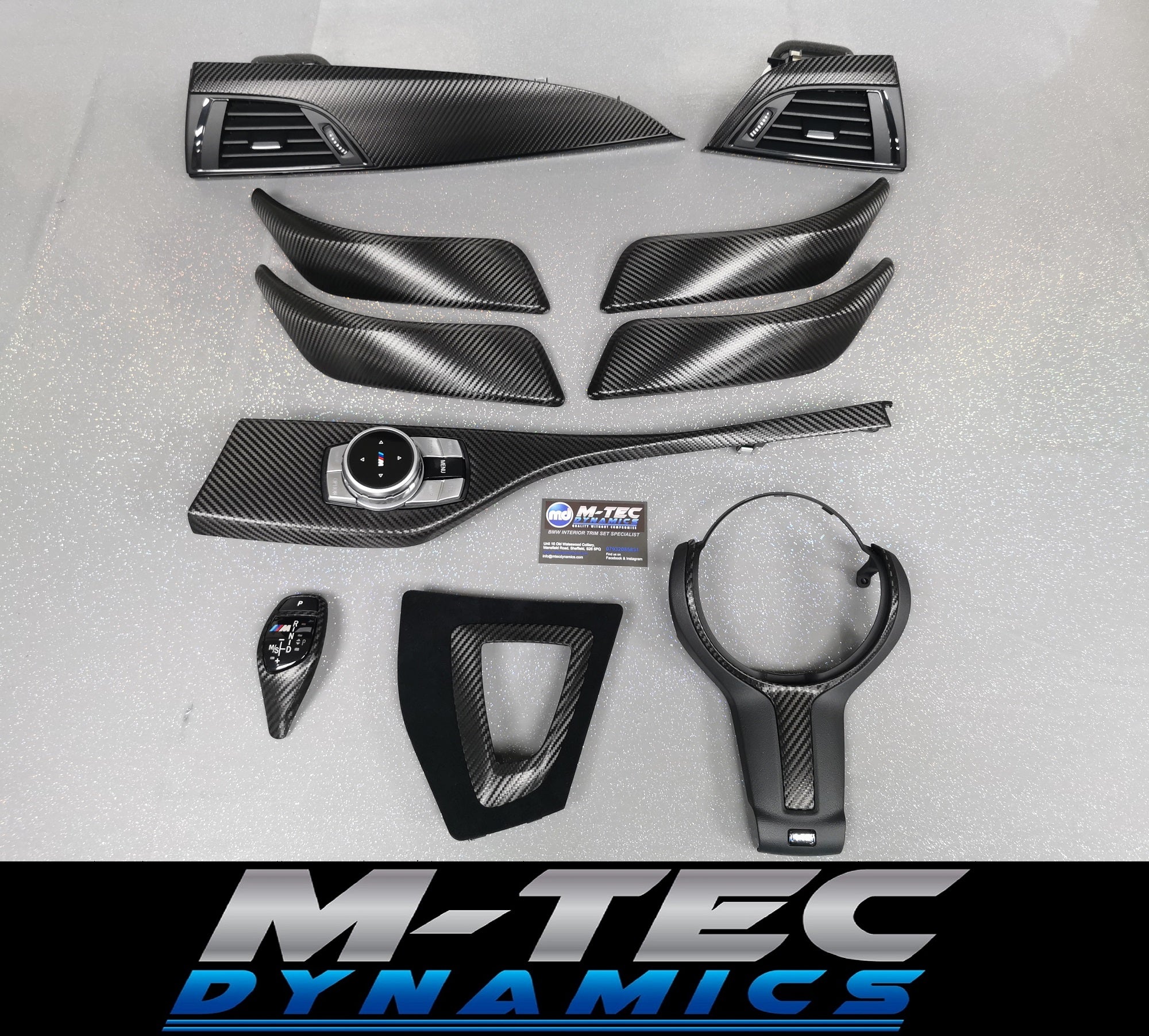 WRAPPING SERVICE - BMW F2X INTERIOR TRIM SET - DEEP TEXTURED GLOSSY CARBON / GLOSS BLACK ACCENT (MTD-TEX) - F20 F21 F22 F23