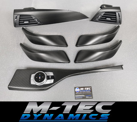 WRAPPING SERVICE - BMW F2X INTERIOR TRIM SET - DEEP TEXTURED GLOSSY CARBON / GLOSS BLACK ACCENT (MTD-TEX) - F20 F21 F22 F23