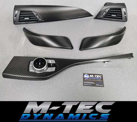 BMW F21 F22 INTERIOR TRIM SET - DEEP TEXTURED GLOSSY CARBON / GLOSS BLACK ACCENT (MTD-TEX)