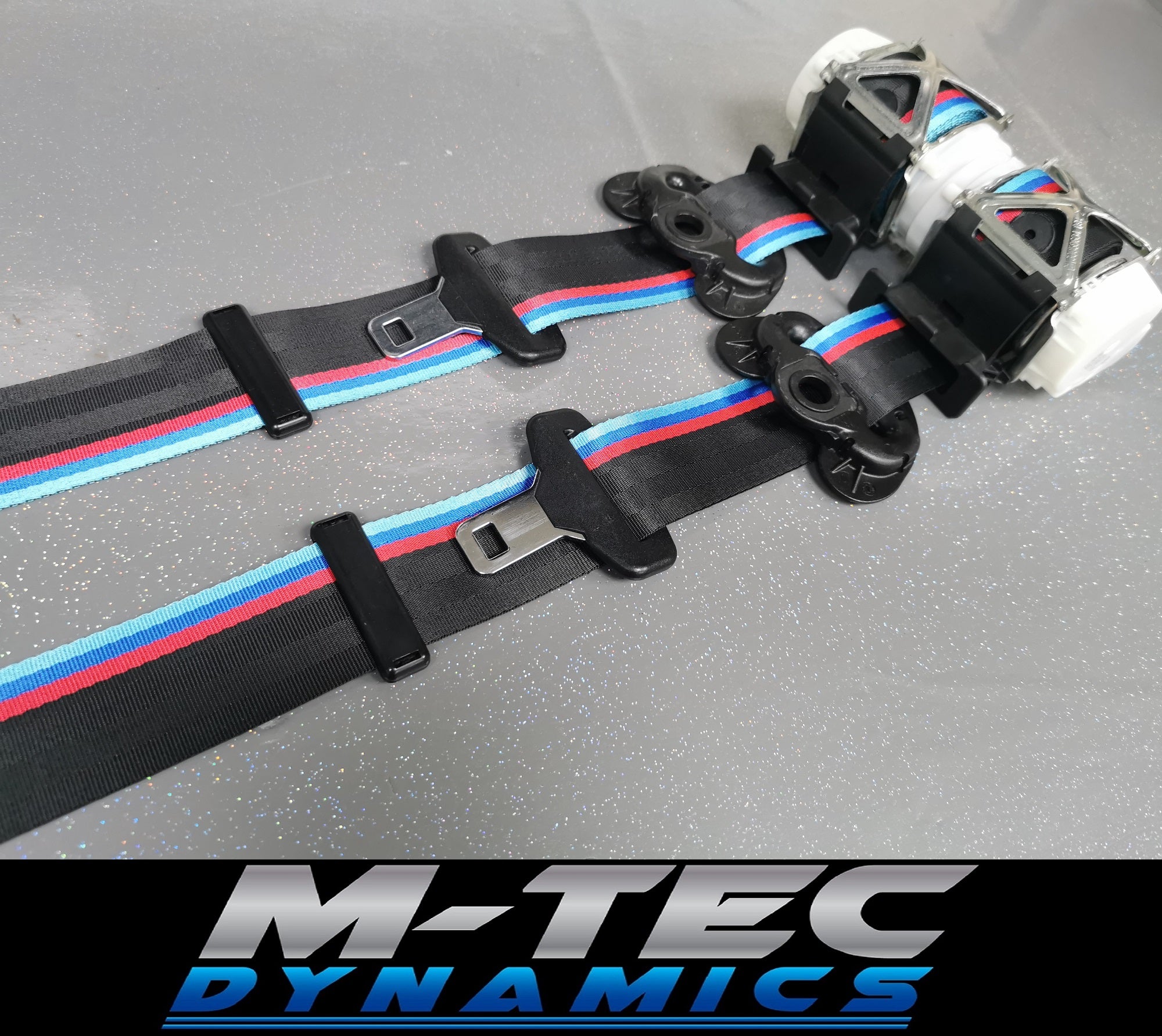 BMW 1-SERIES F20 CUSTOM WIDE STRIPE TRI-COLOUR FRONT SEAT BELT SET