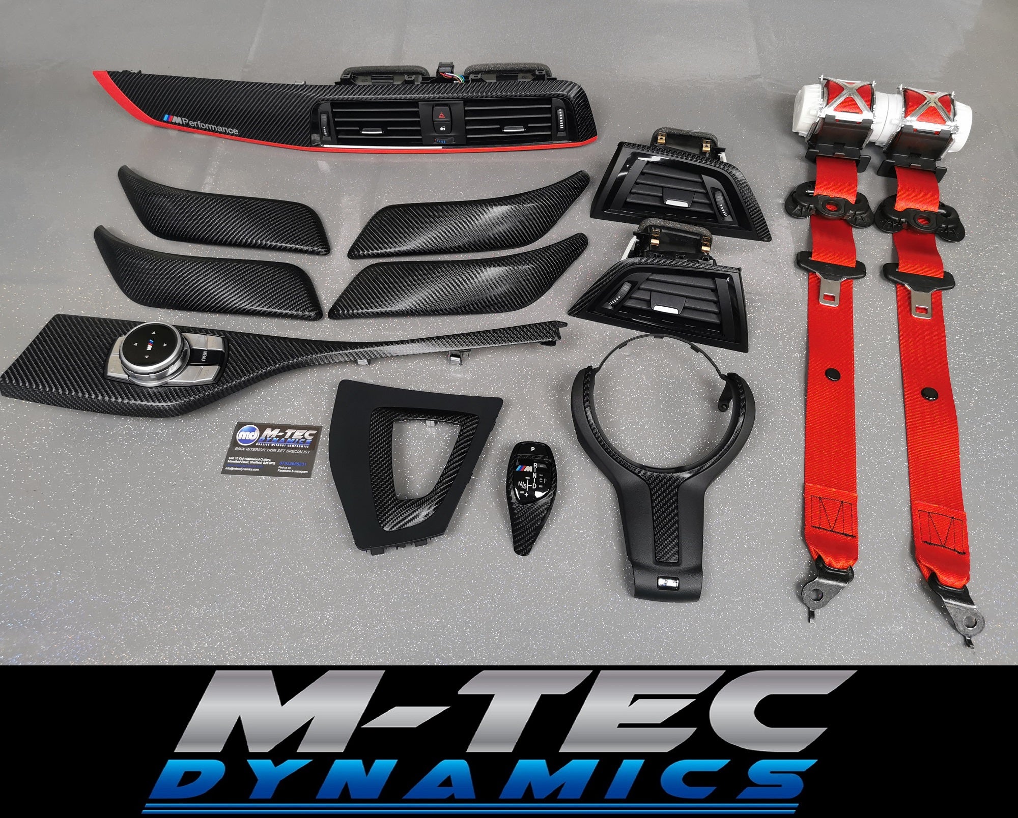 BMW F20 F21 F22 LCI-2 CUSTOM INTERIOR TRIM SET & SEAT BELT PACKAGE (RED)