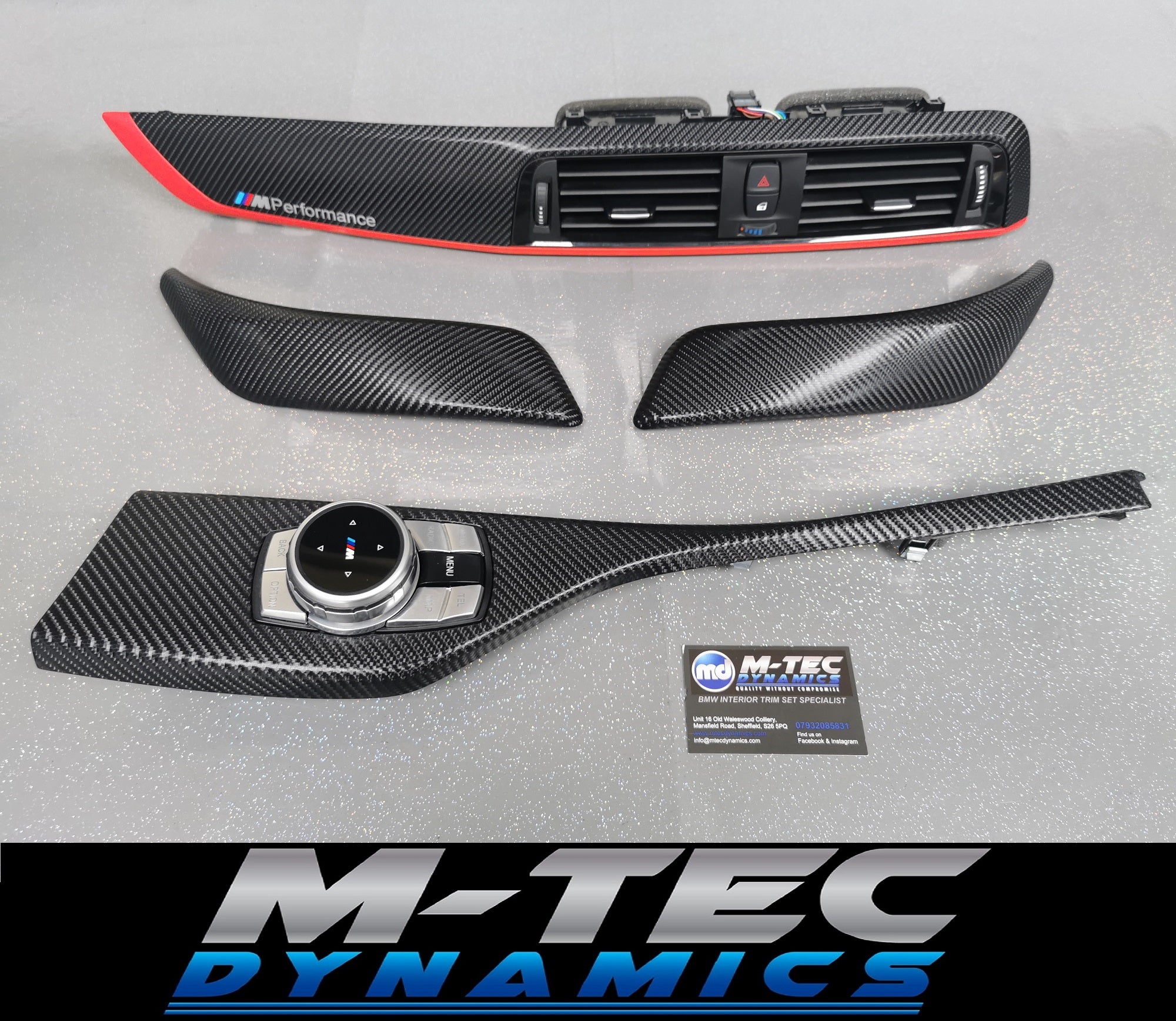 BMW F21 F22 LCI-2 CUSTOM INTERIOR TRIM SET - 4D CARBON / RED ACCENT