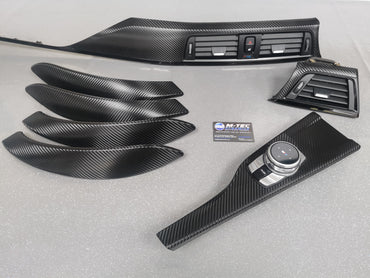 BMW F30 F80 M3 3-SERIES INTERIOR TRIM SET - DEEP TEXTURED GLOSSY CARBON / GLOSS BLACK ACCENT (MTD-TEX)