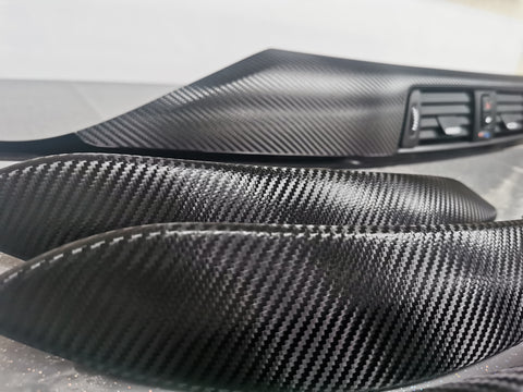 BMW F30 F80 M3 3-SERIES INTERIOR TRIM SET - DEEP TEXTURED GLOSSY CARBON / GLOSS BLACK ACCENT (MTD-TEX)
