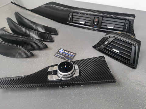 BMW F30 F80 M3 3-SERIES INTERIOR TRIM SET - DEEP TEXTURED GLOSSY CARBON / GLOSS BLACK ACCENT (MTD-TEX)