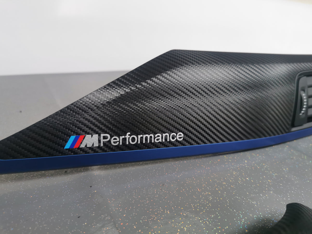 BMW F32 COUPE INTERIOR TRIM SET - TEXTURED CARBON / BLUE ACCENT