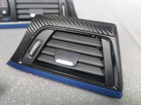 BMW F30 F31 F36 INTERIOR TRIM SET - TEXTURED GLOSSY CARBON / BLUE ACCENT
