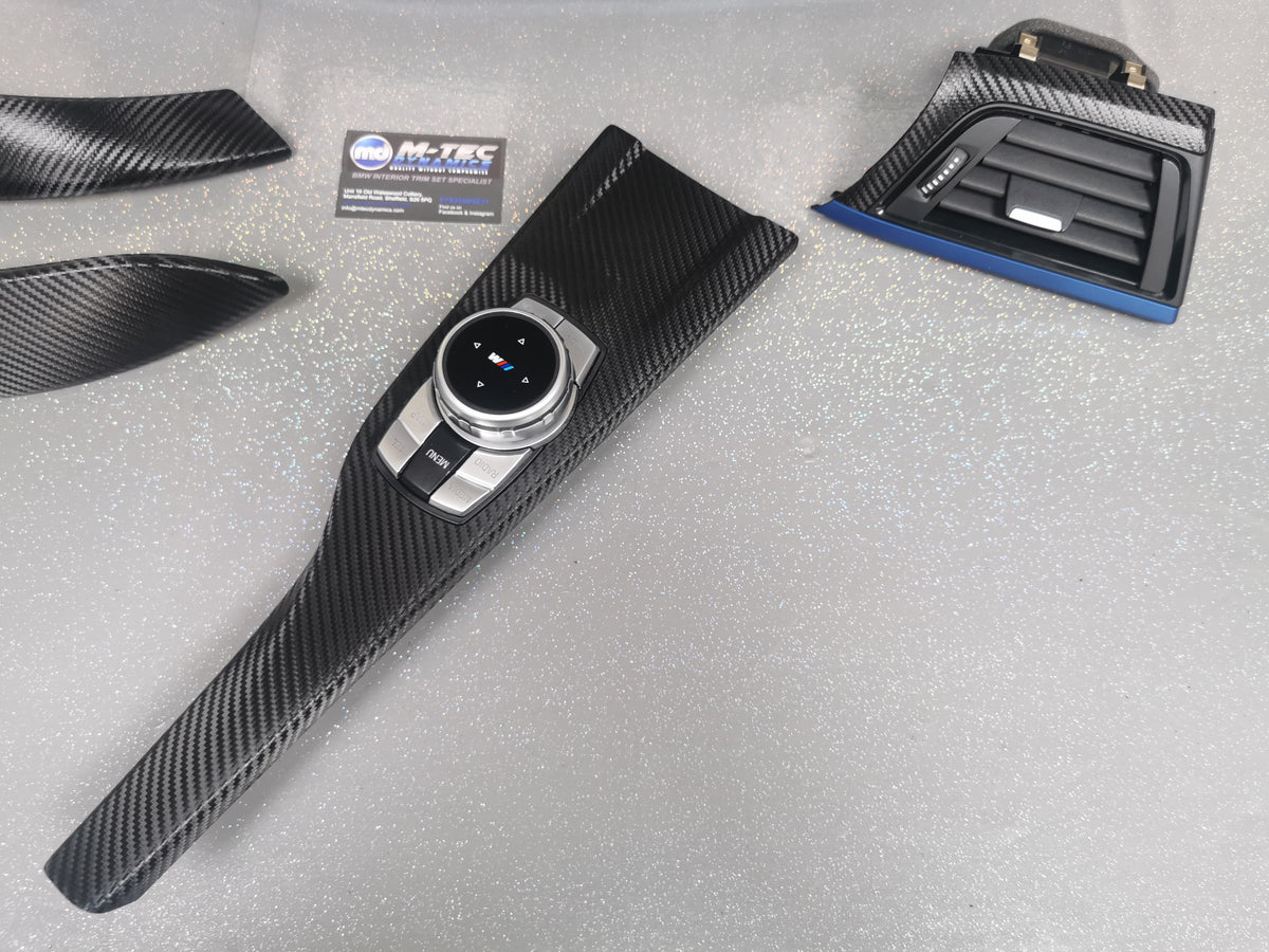 BMW F32 COUPE INTERIOR TRIM SET - TEXTURED CARBON / BLUE ACCENT