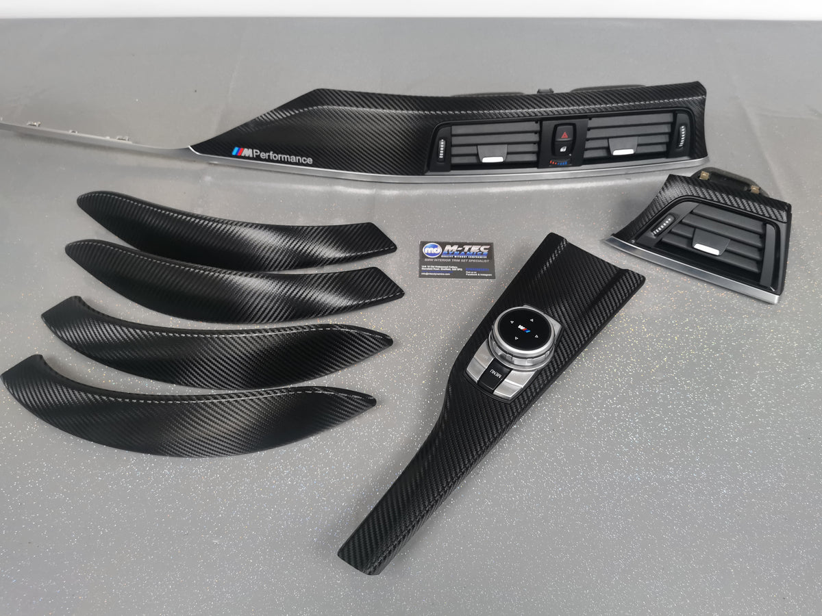 BMW F30 F31 F36 INTERIOR TRIM SET - TEXTURED CARBON / SILVER ACCENT