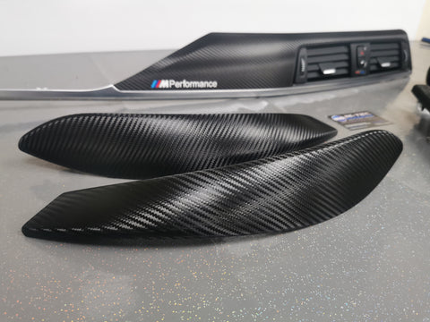 BMW F32 F82 4-SERIES COUPE INTERIOR TRIM SET - DEEP TEXTURED GLOSSY CARBON / SILVER ACCENT (MTD-TEX)
