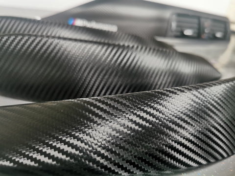 BMW F30 F80 M3 3-SERIES INTERIOR TRIM SET - DEEP TEXTURED GLOSSY CARBON / SILVER ACCENT (MTD-TEX)