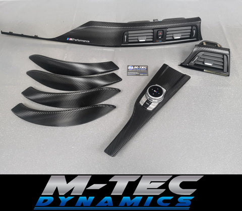BMW F30 F80 M3 3-SERIES INTERIOR TRIM SET - DEEP TEXTURED GLOSSY CARBON / GLOSS BLACK ACCENT (MTD-TEX)