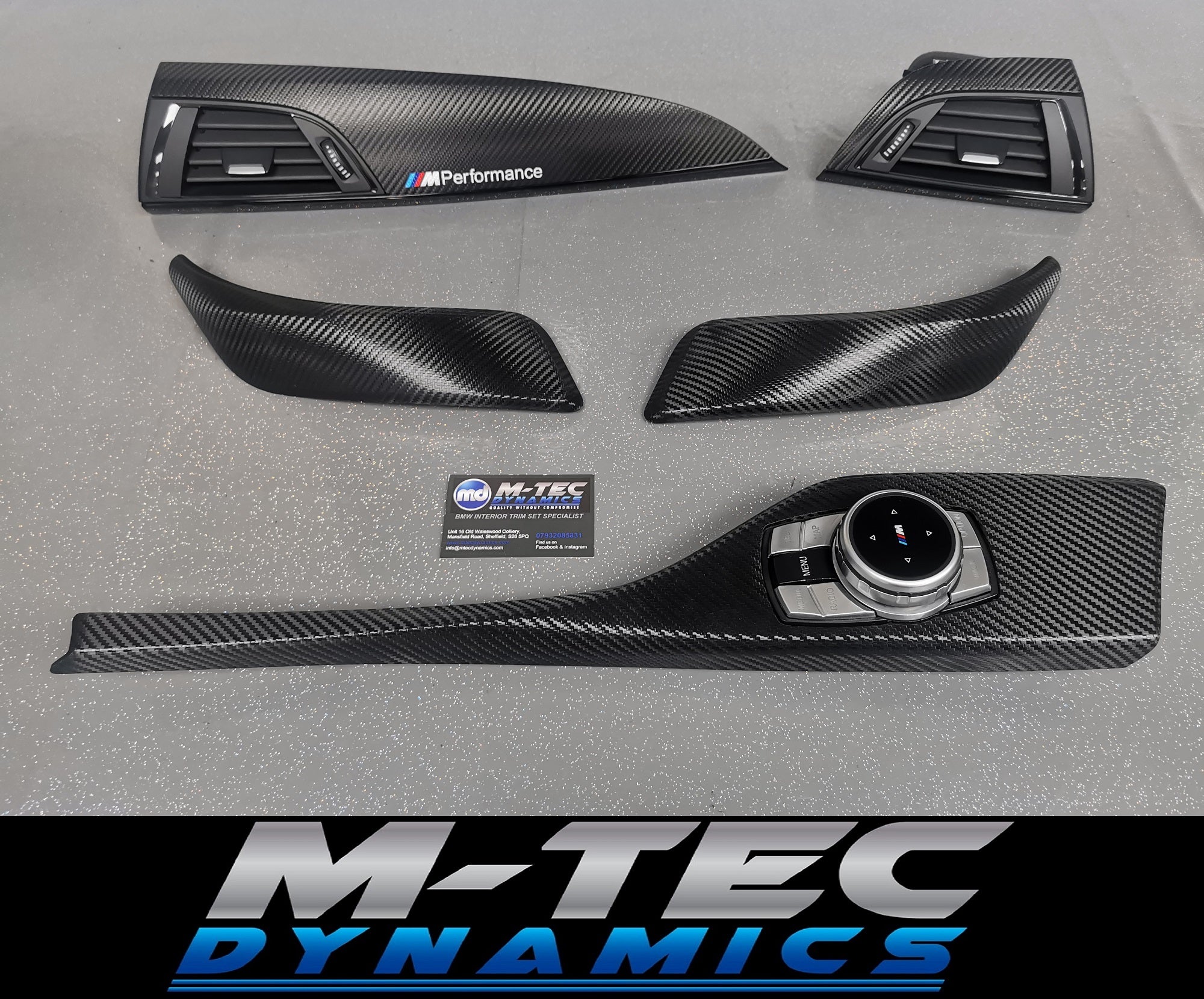 BMW F21 F22 INTERIOR TRIM SET - DEEP TEXTURED GLOSSY CARBON / GLOSS BLACK ACCENT (MTD-TEX)