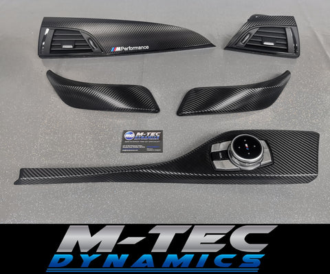 BMW F21 F22 INTERIOR TRIM SET - DEEP TEXTURED GLOSSY CARBON / GLOSS BLACK ACCENT (MTD-TEX)