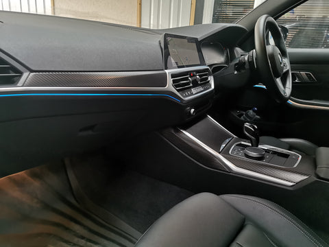 WRAPPING SERVICE - BMW G20 G21 INTERIOR TRIM SET - DEEP TEXTURED GLOSSY BLACK CARBON (MTD-TEX)