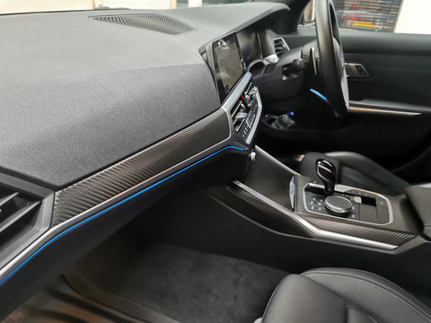 WRAPPING SERVICE - BMW G20 G21 INTERIOR TRIM SET - DEEP TEXTURED GLOSSY BLACK CARBON (MTD-TEX)