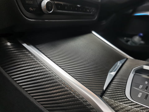 WRAPPING SERVICE - BMW G20 G21 INTERIOR TRIM SET - DEEP TEXTURED GLOSSY BLACK CARBON (MTD-TEX)