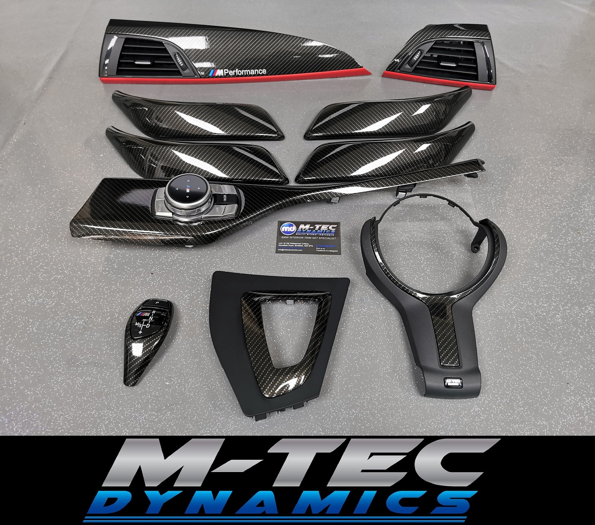 WRAPPING SERVICE - BMW F2X INTERIOR TRIM SET - HIGH GLOSS CARBON (MTD-HG) / RED ACCENT - F20 F21 F22 F23