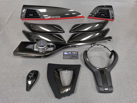 WRAPPING SERVICE - BMW F2X INTERIOR TRIM SET - HIGH GLOSS CARBON (MTD-HG) / RED ACCENT - F20 F21 F22 F23