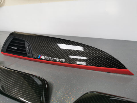 WRAPPING SERVICE - BMW F2X INTERIOR TRIM SET - HIGH GLOSS CARBON (MTD-HG) / RED ACCENT - F20 F21 F22 F23