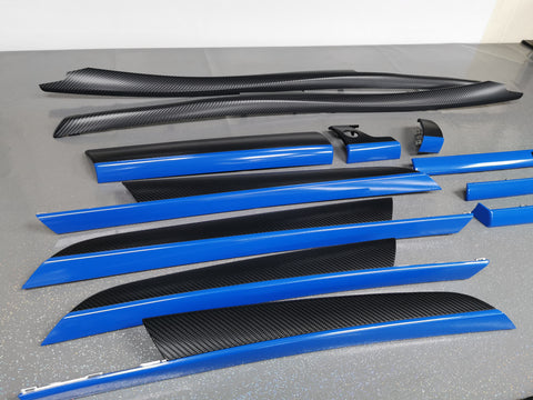 BMW X5 E70 / X6 E71 CUSTOM INTERIOR TRIM WRAPPING SERVICE - 4D CARBON / BLUE ACCENT