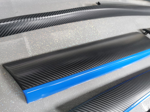 BMW X5 E70 / X6 E71 CUSTOM INTERIOR TRIM WRAPPING SERVICE - 4D CARBON / BLUE ACCENT