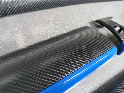 BMW X5 E70 / X6 E71 CUSTOM INTERIOR TRIM WRAPPING SERVICE - 4D CARBON / BLUE ACCENT