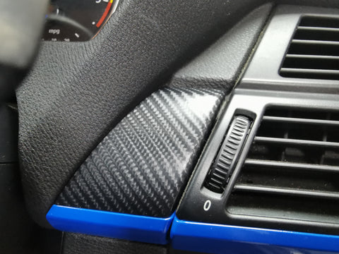 BMW X5 E70 / X6 E71 CUSTOM INTERIOR TRIM WRAPPING SERVICE - 4D CARBON / BLUE ACCENT