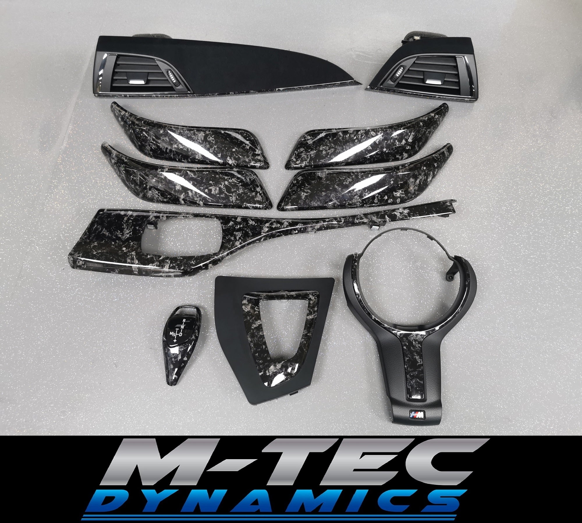 BMW F20 INTERIOR TRIM SET - GLOSS FORGED CARBON / ALCANTARA STYLE (MTD-FC) - COMPLETE SET