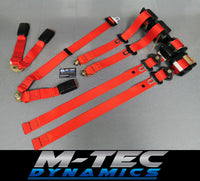 BMW E30 COUPE (INC M3) MOTORSPORT RED COMPLETE FRONT & REAR SEAT BELT SET