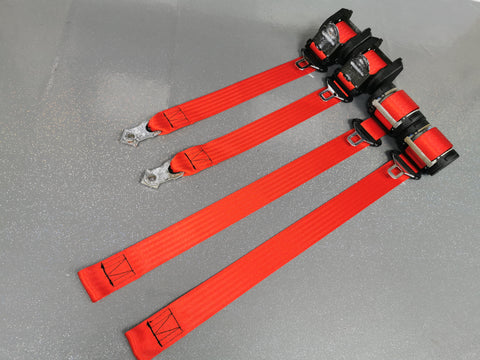 BMW E36 TOURING RED COMPLETE FRONT & REAR SEAT BELT SET