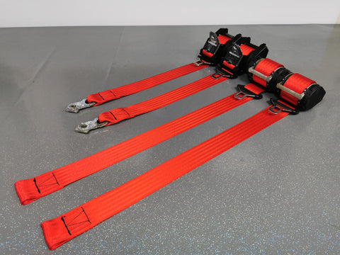 BMW E36 TOURING RED COMPLETE FRONT & REAR SEAT BELT SET