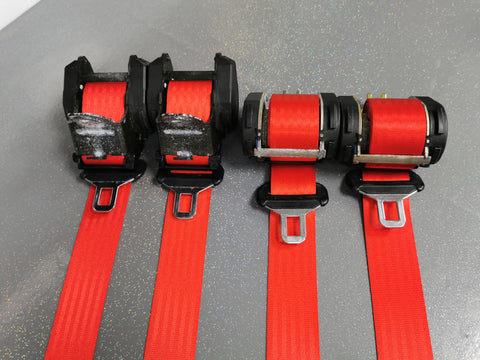 BMW E36 TOURING RED COMPLETE FRONT & REAR SEAT BELT SET