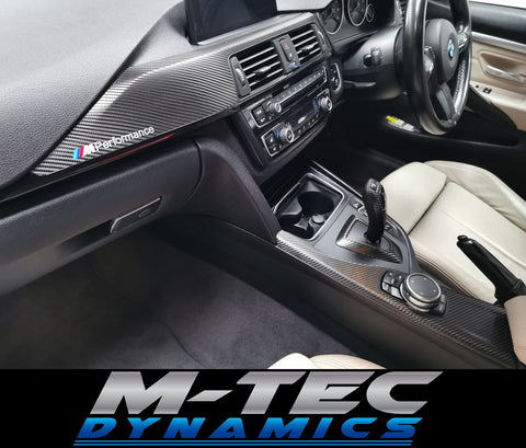 WRAPPING SERVICE - BMW F3X INTERIOR TRIM SET - DEEP TEXTURED GLOSSY CARBON / GLOSS BLACK ACCENT (MTD-TEX) - F30 F31 F32 F33 F36