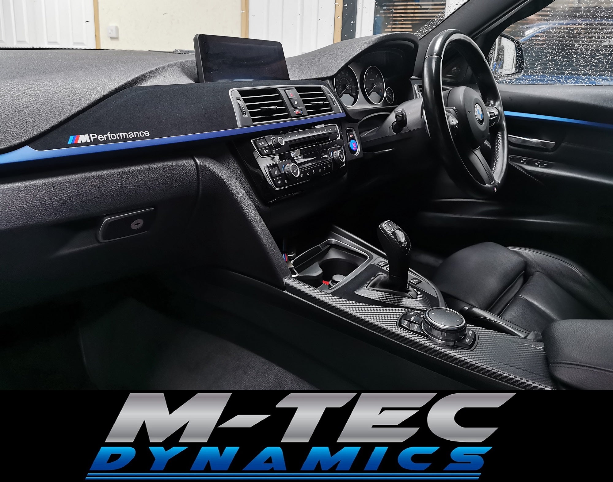 WRAPPING SERVICE - BMW F3X F8X CUSTOM INTERIOR TRIM SET - ALCANTARA / BLUE / 3D CARBON